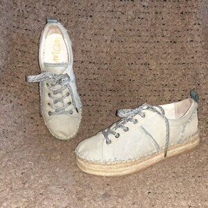 SAM EDELMAN-Carleigh Blue Chambray Denim Lace Up Espadrilles-Sz 8-Excellent